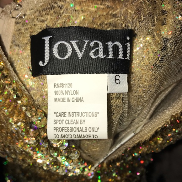 Jovani Gold Sequin Diamond Cocktail Party Dress - Picture 12 of 14